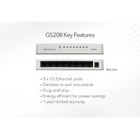 Коммутатор сетевой Netgear GS208-100PES изображение 4