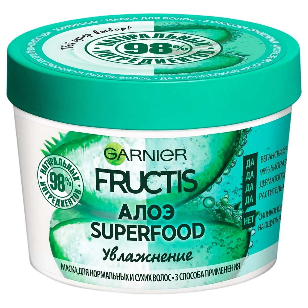 Маска для волос Garnier Fructis Superfood Алоэ для нормальных и сухих волос 390 мл (3600542258883)