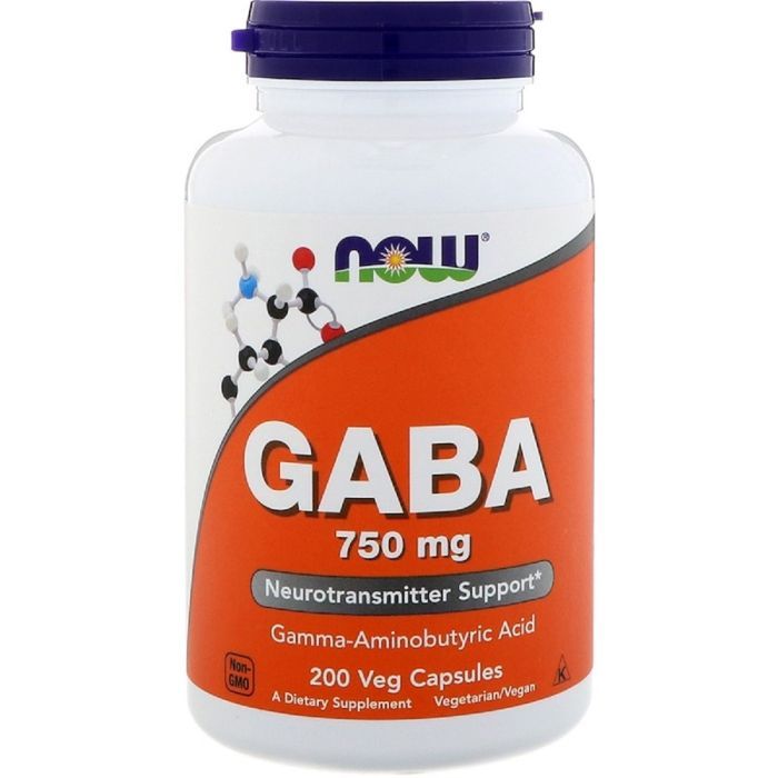 Амінокислота Now Foods GABA (Гамма-аміномасляна кислота) 750мг, 200 капсул (NOW-00129)