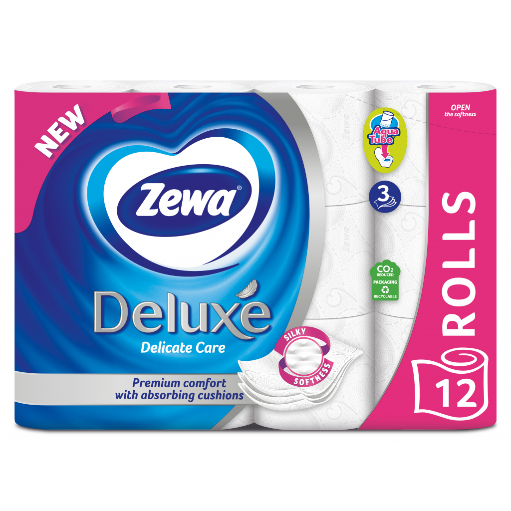 Туалетная бумага Zewa Deluxe белая 3 слоя 8 рулонов (7322541171739)