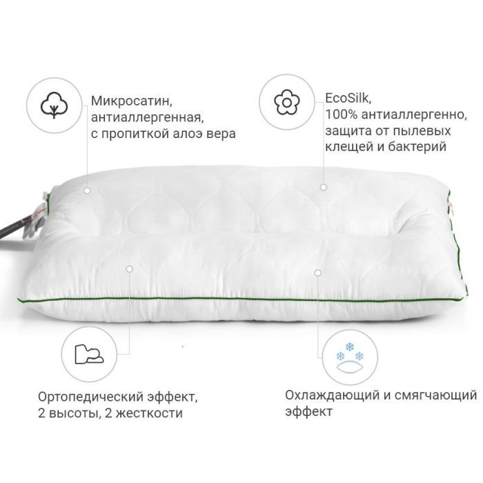 Подушка MirSon ортопедическая Premium Eco Aloe Vera 147 Cредняя 50x70 см (2200000393029) изображение 5