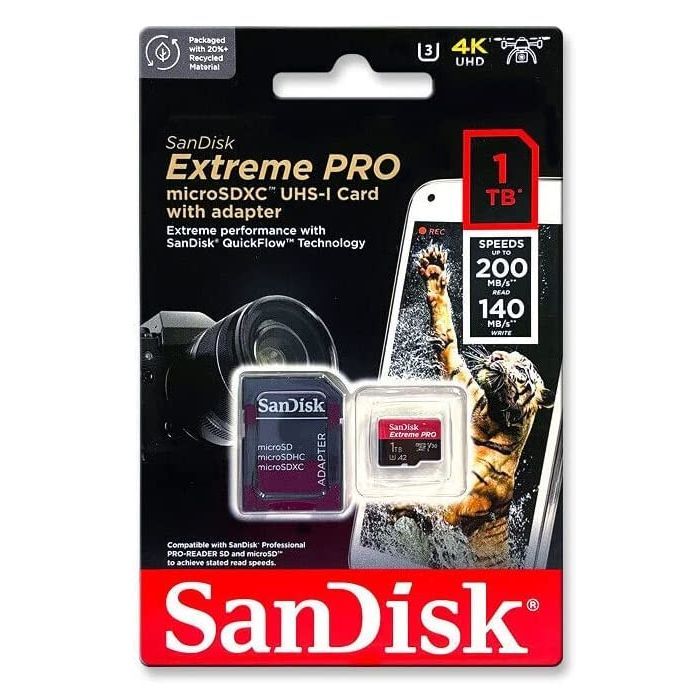 Карта памяти SanDisk 512 GB microSDXC UHS-I U3 Extreme Pro+SD Adapter (SDSQXCD-512G-GN6MA) изображение 4