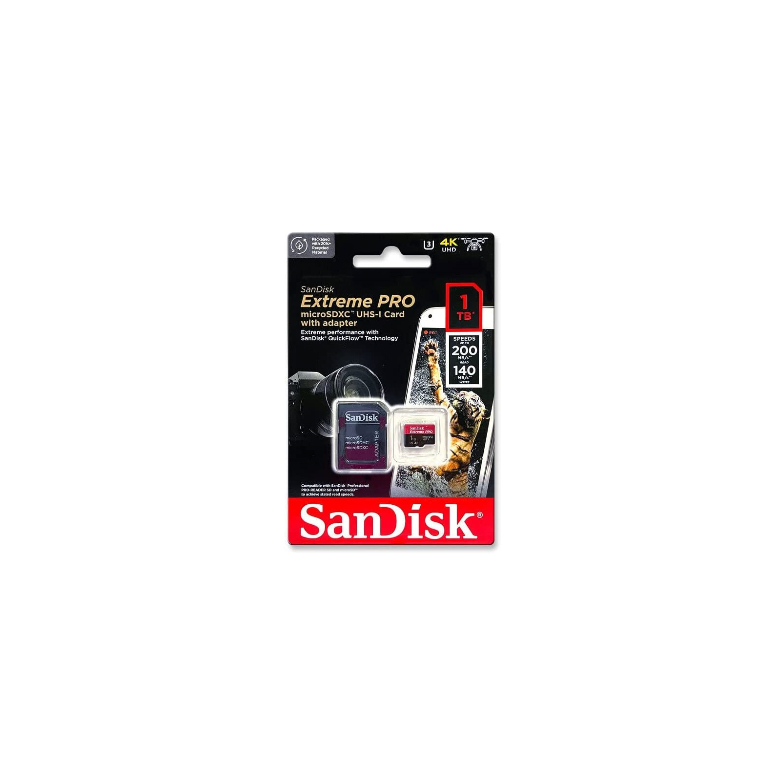 Карта пам'яті SanDisk 256 GB microSDXC UHS-I U3 Extreme Pro+SD Adapter (SDSQXCD-256G-GN6MA) зображення 4