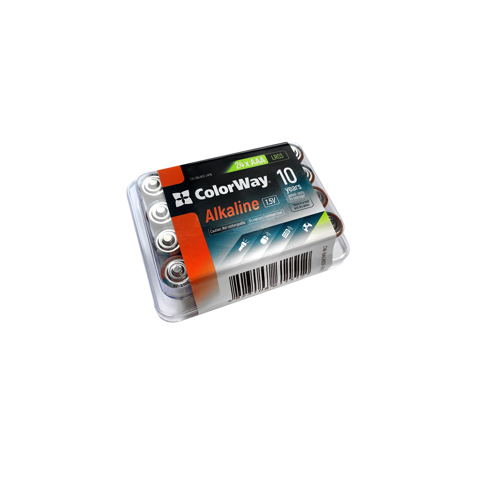 Батарейка ColorWay AAA LR03 Alkaline Power (лужні) * 24шт plastic box (CW-BALR03-24PB)