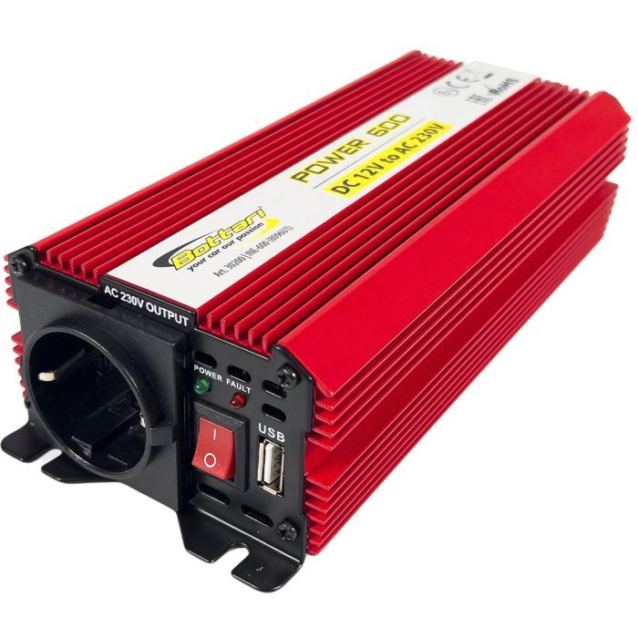 Автомобільний інвертор Bottari DC 12V - AC 230V 600W "POWER-600" (30200-IS) зображення 2