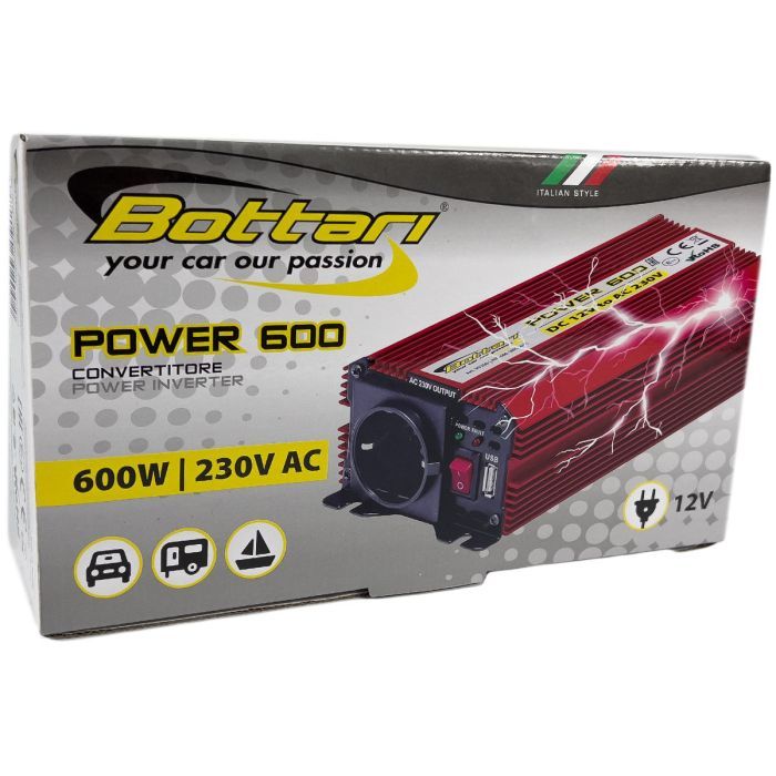 Автомобільний інвертор Bottari DC 12V - AC 230V 600W "POWER-600" (30200-IS) зображення 8