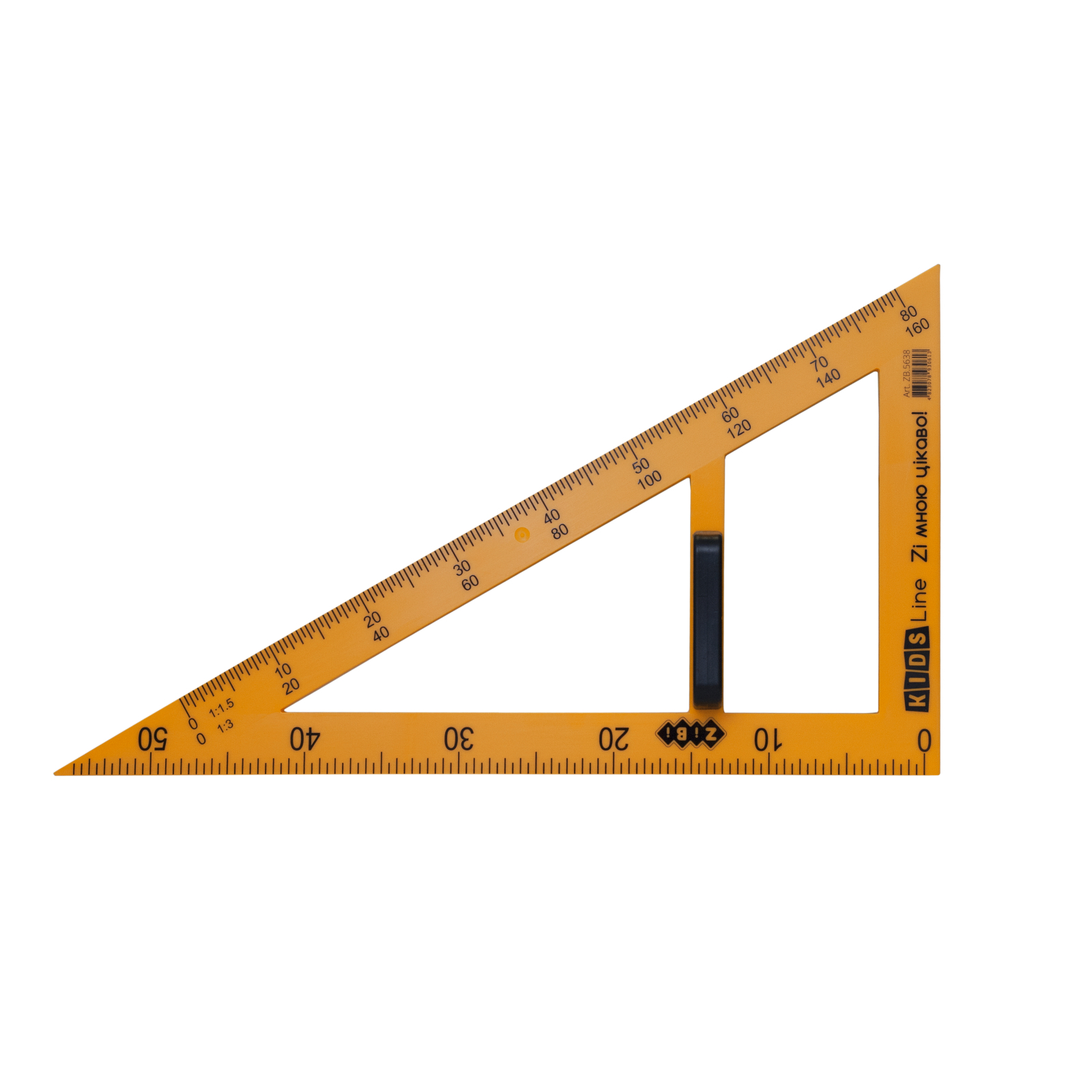 Лінійка ZiBi Teacher Косинець 90°/60° для шкільної дошки 50 см, жовтий (ZB.5638)