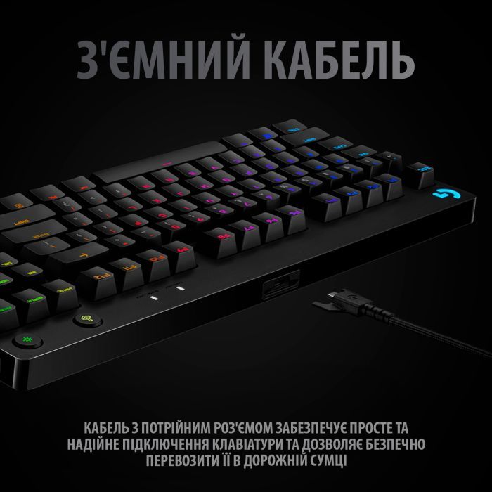 Клавиатура Logitech G PRO Mechanical Gaming USB UA Black (920-009392) изображение 6