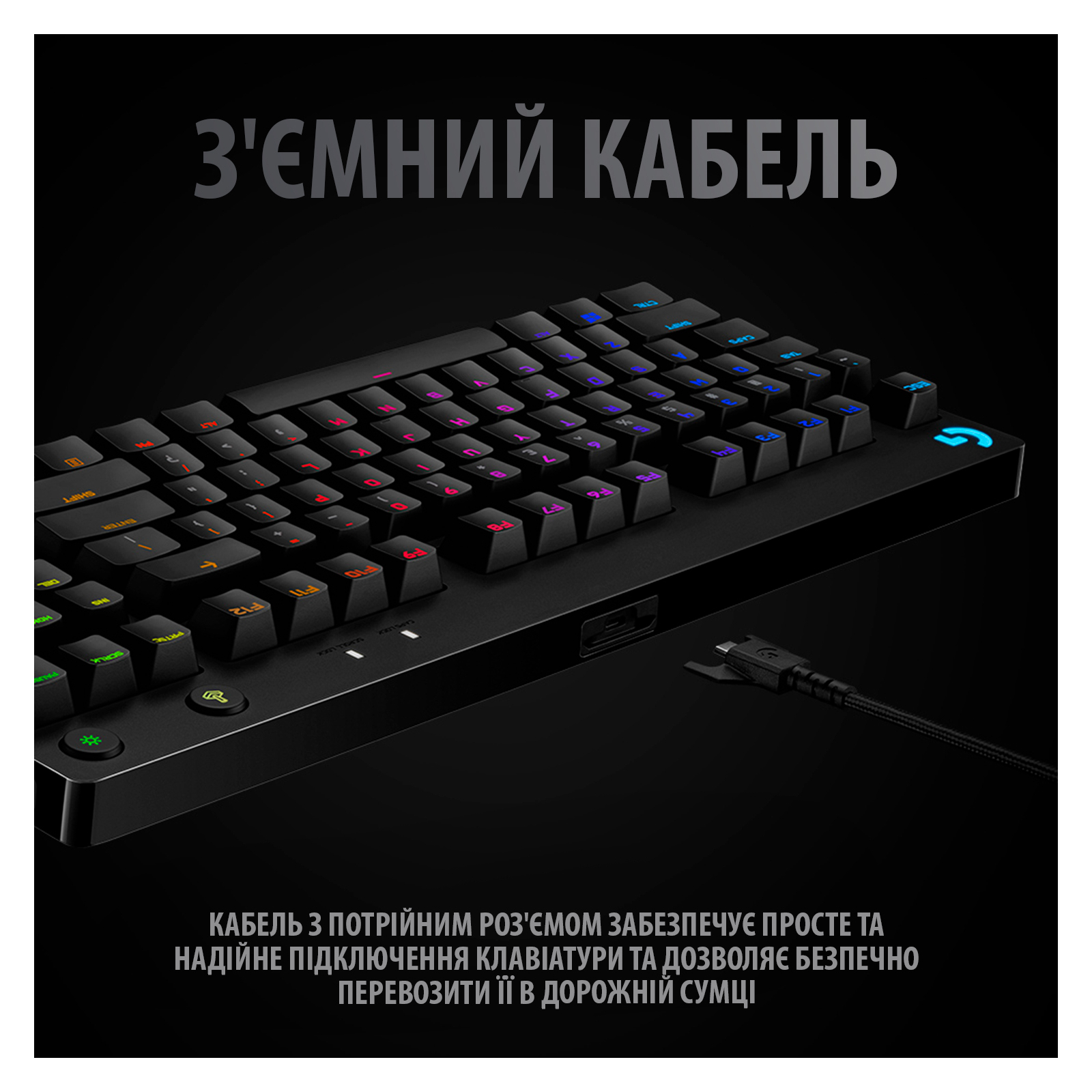 Клавиатура Logitech G PRO Mechanical Gaming USB UA Black (920-009392) изображение 6