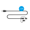 Дата кабель USB 2.0 AM to Lightning + Micro 5P + Type-C 1.2m MFI Choetech (IP0030-BK) зображення 7