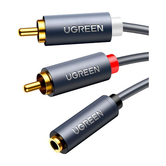 Кабель мультимедийный AUX 3.5mm TRS to RCAx2 M/M 1.0m AV102 Grey Ugreen (10588)