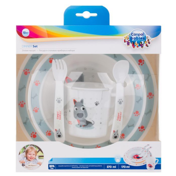 Набор детской посуды Canpol babies Cute Animals Собачка Голубой 5 предметов (4/401_blu) изображение 8