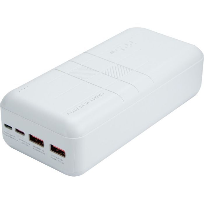 Батарея універсальна XO 30000mAh, PD/20W, QC3.0/22.5W, Input(Type-C,MicroUSB), Output(2*USB,Type-C), White (XO-PR189W / 29188) зображення 2