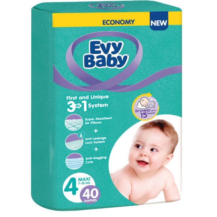 Подгузники Evy Baby Maxi Twin 7-18 кг 40 шт (8683881000028)