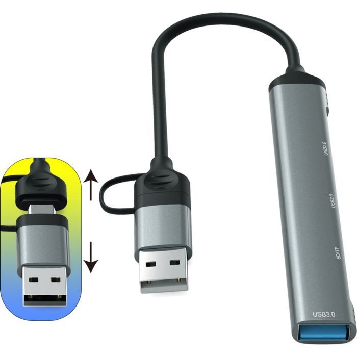 Концентратор Dynamode 5-in-1 USB Type-C/Type-A to 1хUSB3.0, 2xUSB 2.0, card-reader SD/MicroSD (DM-UH-514) зображення 5