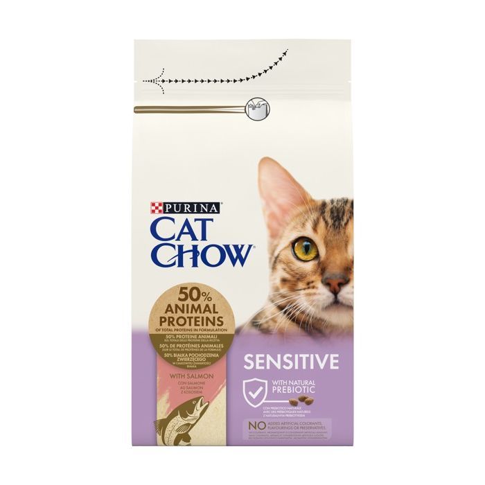 Сухой корм для кошек Purina Cat Chow Sensitive с лососем 15 кг (7613035394902)