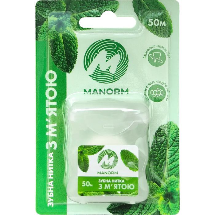 Зубная нить Manorm Из нейлона с мятой 50 м (6974627760194)