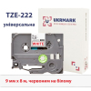 Стрічка для принтера етикеток UKRMARK B-T222P, ламінована, 9мм х 8м, red on white, аналог TZe222 (900553)