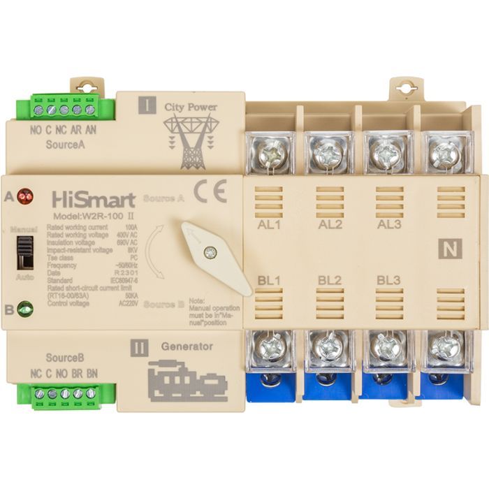 Автоматический выключатель HiSmart W2R-4P 220V 100A (HS082505)