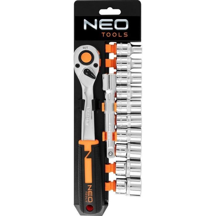Набір торцевих головок Neo Tools 12шт, 1/2", тріскачка 90 зубців, CrV (10-030N)