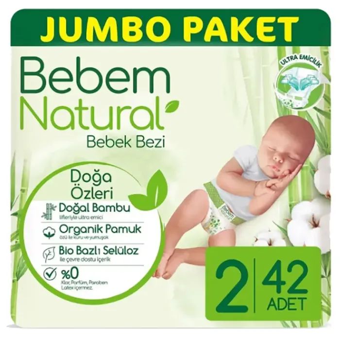 Підгузки Bebem Natural 2 mini 3-6 кг 68 шт (8690536831944) зображення 2