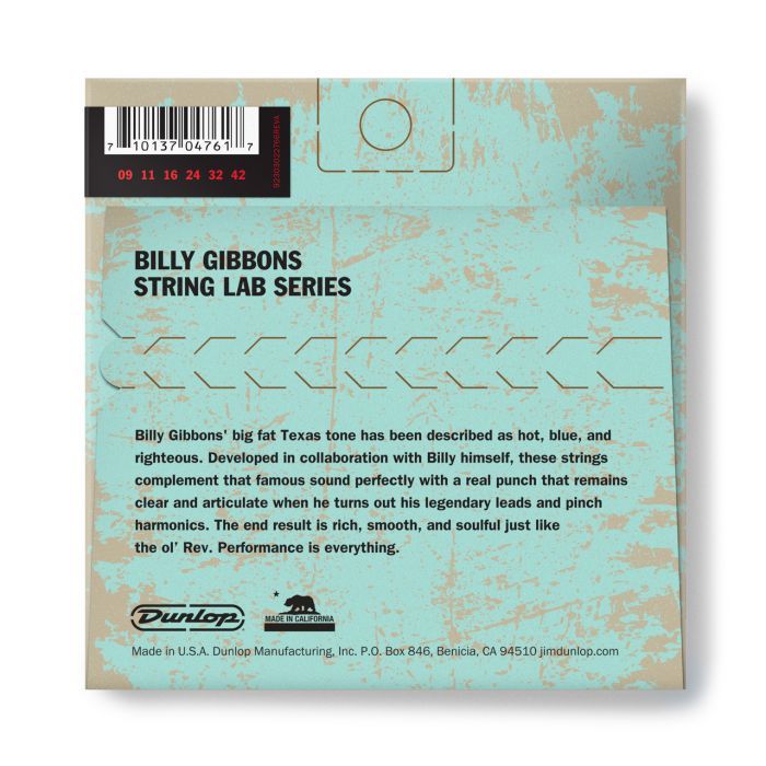 Струны для гитары Jim Dunlop String Lab Series Billy Gibbons Guitar String (09-42) (RWN0942) изображение 2