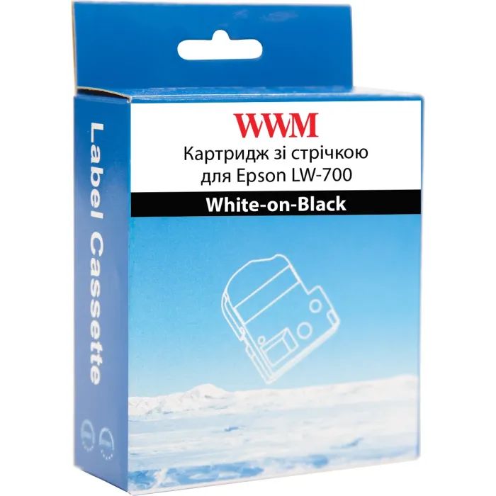 Стрічка для принтера етикеток WWM для Epson LW-700 24mm х 8m White-on-Black (WWM-SD24K) зображення 2