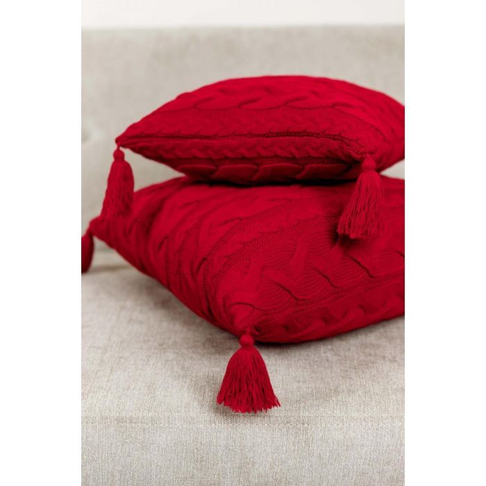 Наволочка Прованс декоративна в'язана Hit Kosa червона 45х45 (031668) зображення 4