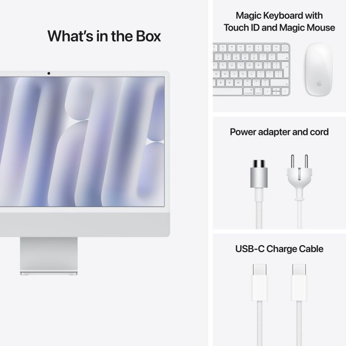 Комп'ютер Apple 24" iMac Retina 4.5K / Apple M4 (10-c/CPU, 10-c/GPU), 16, 256, Silver (MWUU3UA/A) зображення 4