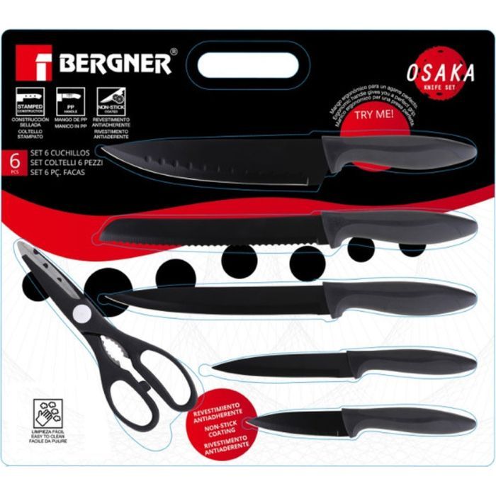 Набір ножів Bergner Osaka, з ножицями, 6 предметів (BG-9075-BK) зображення 8