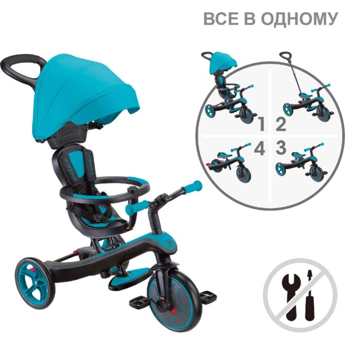 Дитячий велосипед Globber Explorer Trike 4 в 1, бірюзовий (634-105) зображення 9