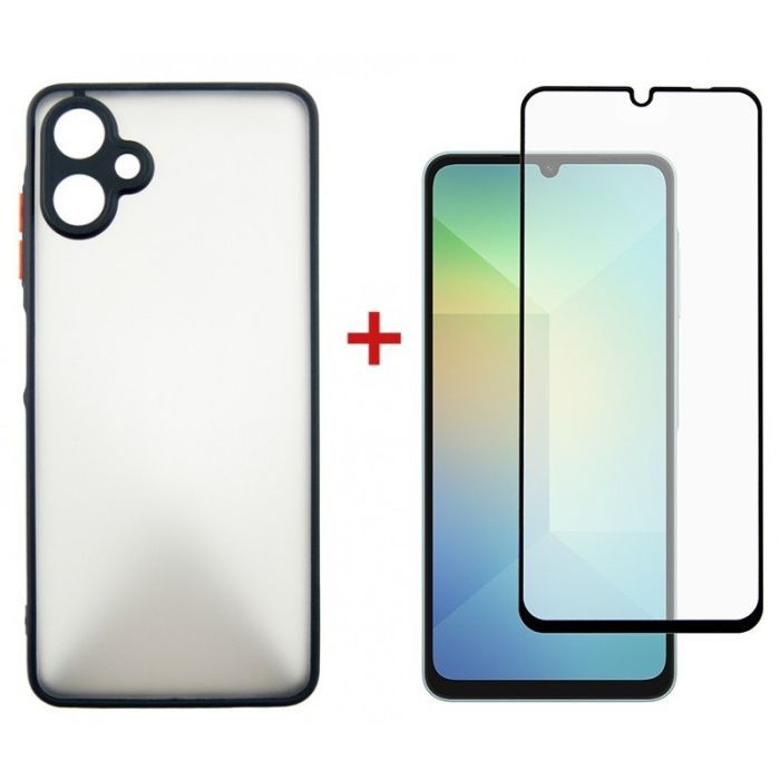 Чехол для мобильного телефона Dengos Kit Samsung Galaxy A06 case Matte + glass (Black) (DG-KM-126)