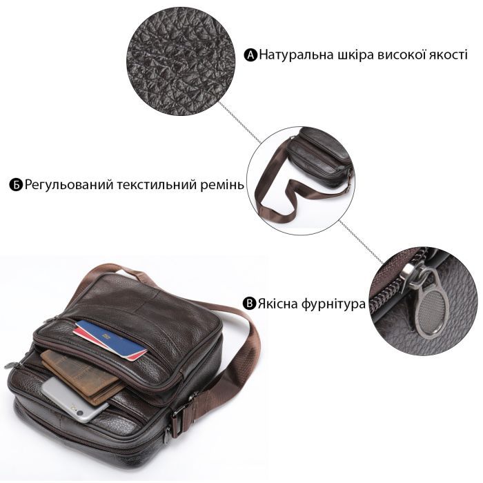 Сумка Vintage Кожаная Коричневая (20346) изображение 4