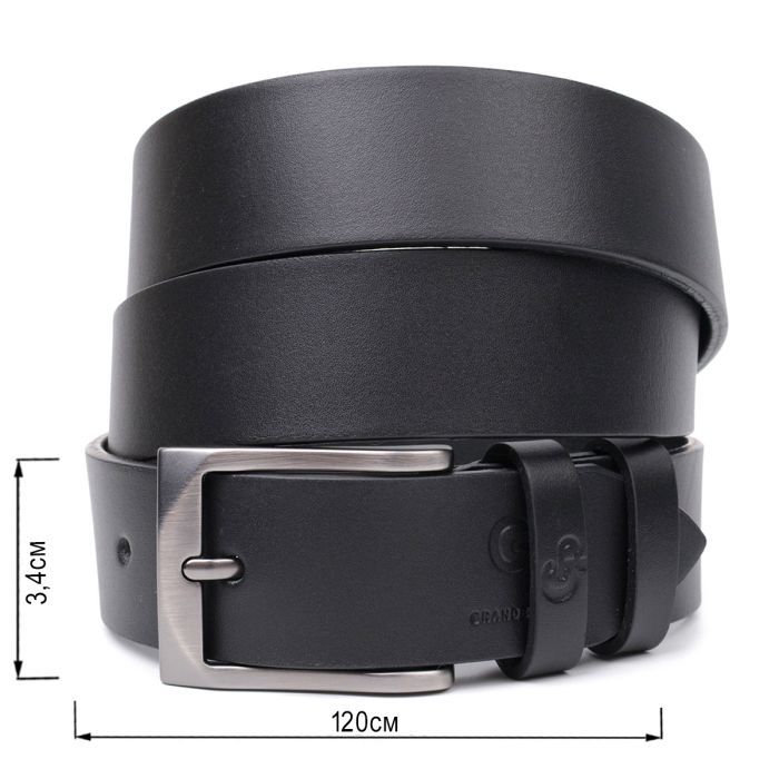 Ремень Grande Pelle Кожаный Черный (11690) изображение 3