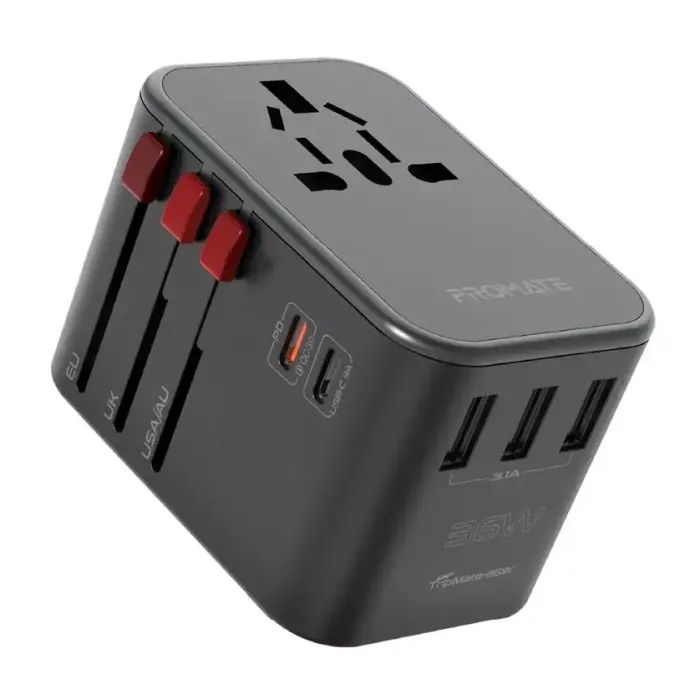 Зарядний пристрій Promate tripmate-36w.black