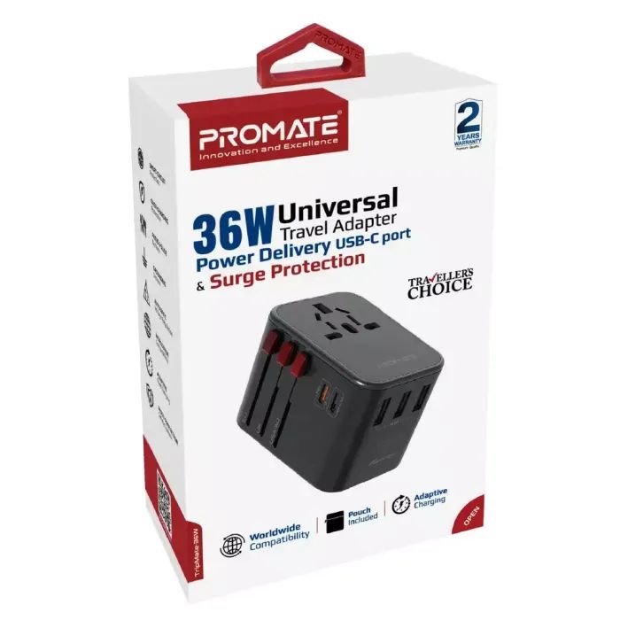 Зарядний пристрій Promate tripmate-36w.black зображення 2