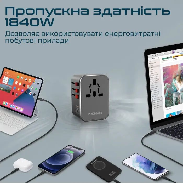 Зарядний пристрій Promate tripmate-36w.black зображення 4