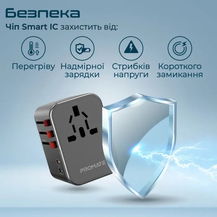 Зарядний пристрій Promate tripmate-36w.black зображення 6