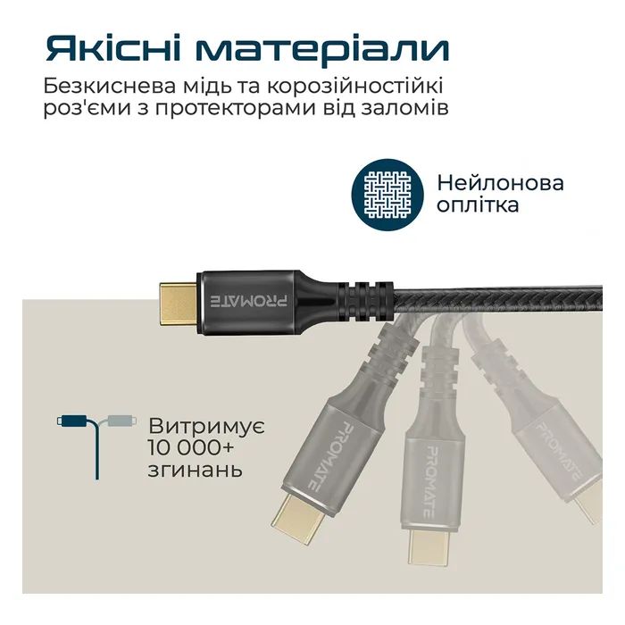 Дата кабель USB-C to USB-C powerbolt240-2m.black Promate (powerbolt240-2m.black) изображение 6