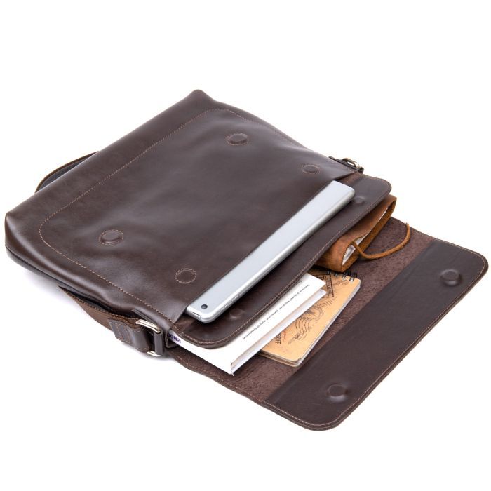 Сумка Grande Pelle Кожаная мужская Коричневая (11430) изображение 6