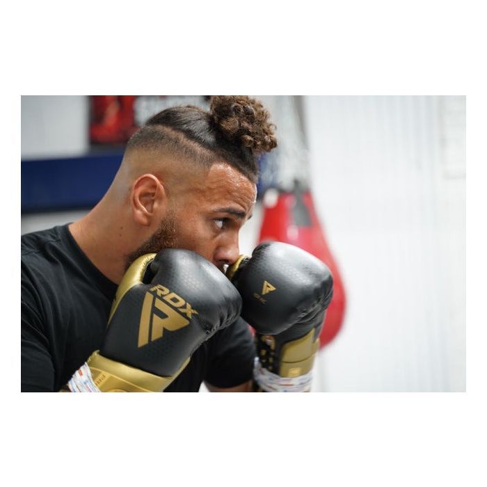 Боксерські рукавички RDX Mark Pro Sparring TRI Lira 2 Golden 10 унцій (BGM-PSTL2G-10OZ) зображення 7