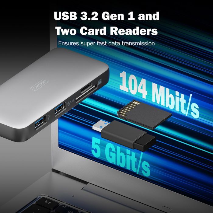 Порт-реплікатор Digitus USB-C > HDMI/2xUSB-A/USB-C/SD/MicroSD/RJ54 (DA-70914) зображення 8