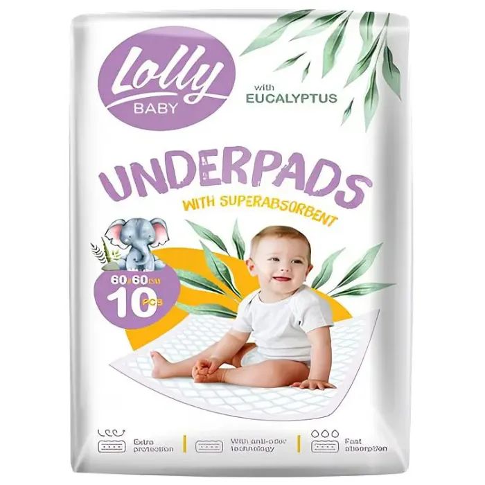 Пелюшки для малюків Lolly 60*60 см 10 шт (4820174981808)
