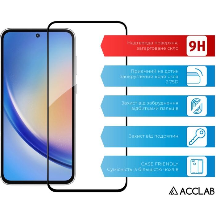 Стекло защитное ACCLAB Full Glue Samsung A35 Black (1283126588778) изображение 3