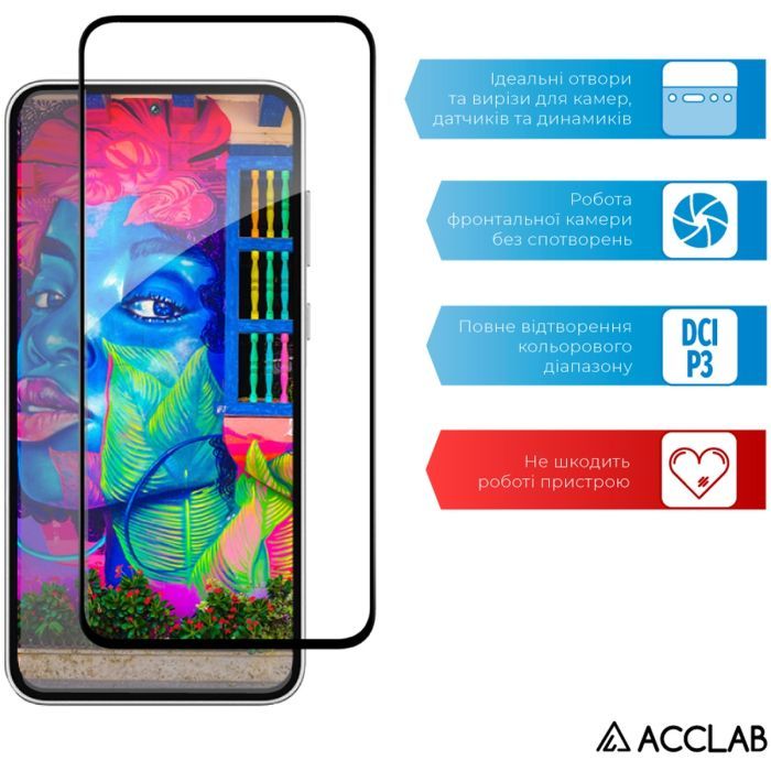Стекло защитное ACCLAB Full Glue Samsung A35 Black (1283126588778) изображение 5