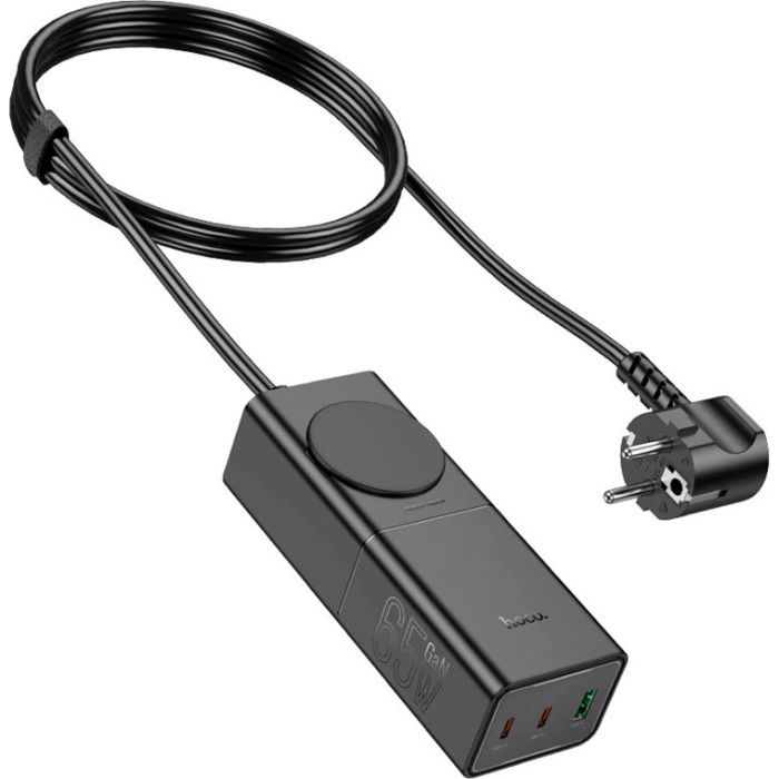Зарядное устройство HOCO NS4 Sharp desktop socket 2xUSB-C + USB-A PD65W Black (6942007617352)