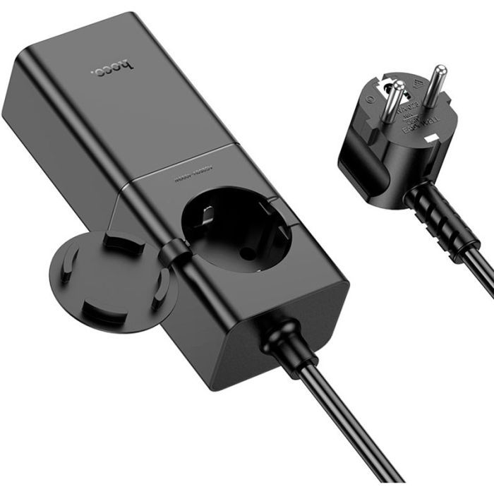 Зарядное устройство HOCO NS4 Sharp desktop socket 2xUSB-C + USB-A PD65W Black (6942007617352) изображение 4