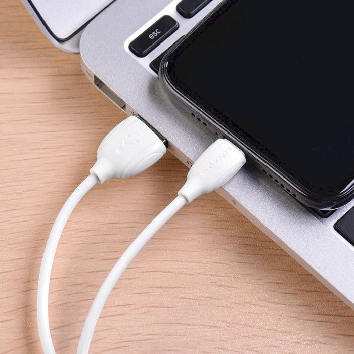 Дата кабель USB 2.0 AM to Lightning 1.0m 2.4A PVC BX19 white BOROFONE (6931474701763) изображение 3
