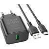 Зарядное устройство BOROFONE BA72A Spring USB QC3.0 + cable USB to USB-C 18W Black (6974443388589) изображение 2