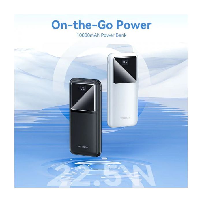 Батарея универсальная Vention 10000mAh 22.5W 3A, PD, QC/3.0, LED Display, Black (FHKB0) изображение 2